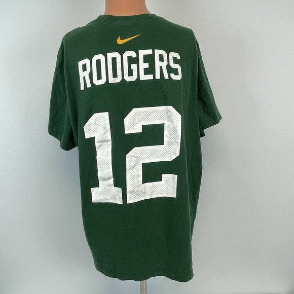 Nike Aaron Rodgers Green Bay Packers Jersey T Shirt NFL Football Green XL - Picture 2 of 4